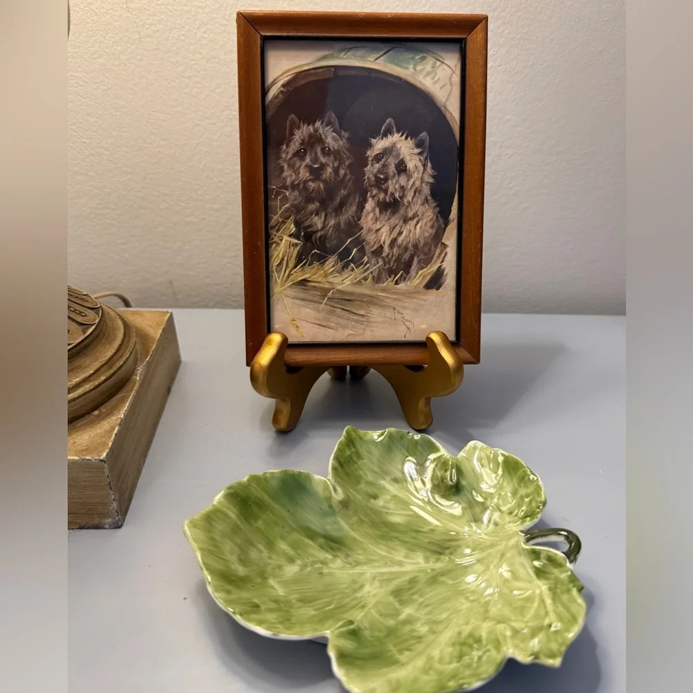 Miniature Vintage Terrier Dogs Drawing in Wood Frame - Picture 5 of 6